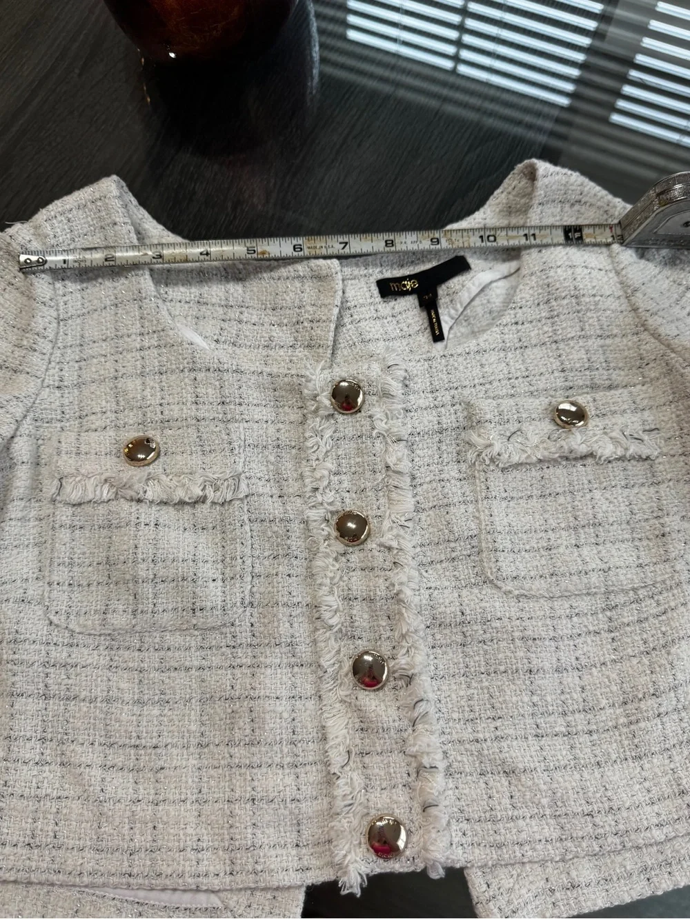 Maje Ecru Tweed Cropped Bustier Top - Picture 14 of 16